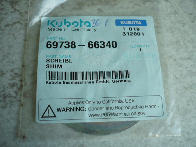 Distanzscheibe Unterlegscheibe Beilage 1mm shim Kubota KX61-3 71-3 69738-66340