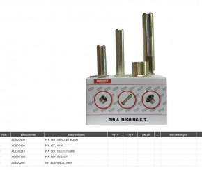 Bolzen Buchsen Kit 2 Dichtung Ringe Yanmar B17-3 Bagger ADB00400