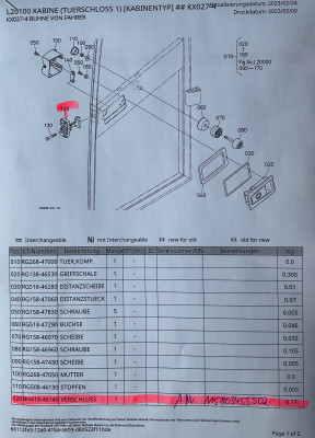 Türschloss key Kabinen-Verschluss Kubota KX027-4 Bagger RH418-46140 RH41846140