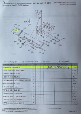 Bolzen Löffelstiel Steckbolzen Sicherungsbolzen pin RG44866770 Kubota KX71-3