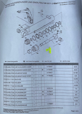 Dichtring Dichtung Dichtsatz Zylinder seal kit Kubota KX61-3 KX71-3 RG24867562