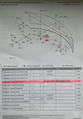 Riegel Schloss assy key Motorhauben-Verschluss Kubota KX080-4 Bagger RD80943640