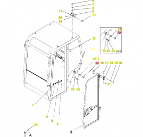 Türstopper Türschloß Kabinenschloß pin Yanmar SV 17, SV 17 EX, SV 15, SV 22 Minibagger 172A5969490