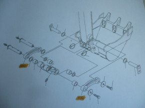 Verbindungsstück Löffelstiel Buchsen Ringe Kubota KX15-4 / KX16-4 / KX18-4 / KX19-4