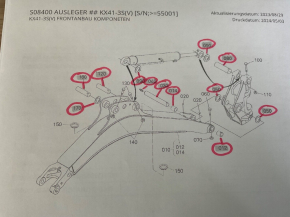 Auslegerarm Bolzensatz Buchsen Stifte Ringe pin set bucket Kubota KX41-3V KX36-3