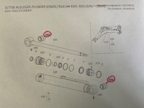 Auslegerarm Bolzensatz Buchsen Stifte Ringe pin set bucket Kubota KX41-3V KX36-3