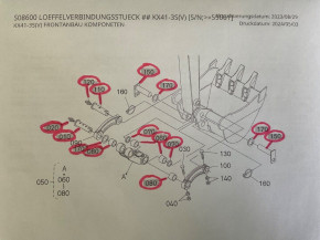 Auslegerarm Bolzensatz Buchsen Stifte Ringe pin set bucket Kubota KX41-3V KX36-3