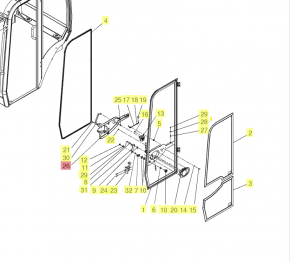 Türverriegelung Yanmar SSV 17 EX, SV 15, SV 17, SV 18, SV 20, SV 26 Yan Nr. 172A59-69320