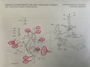 Auslegerarm Bolzensatz Buchsen Stifte Ringe pin set bucket Kubota KX41-3V KX36-3
