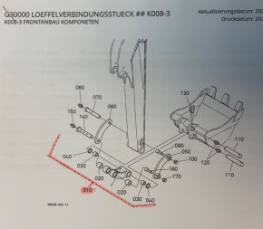 Verbindungsstück Kubota K008-3 Microbagger Minibagger RA028-66700, RA028-66702, RA028-66703