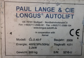 Gasket set seal cuff hydraulic cylinder Longus Type CL 2.40 F / LHB 2.40  EPS / ELK car lift