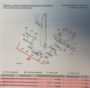 Verbindungsstück Kubota K008-3 Microbagger Minibagger RA028-66700, RA028-66702, RA028-66703