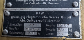 Dichtsatz Dichtung VFW Fokker 2F Arbeitsbühne Hubbühne Hebebühne Aufzug platform